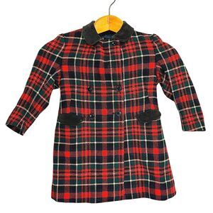 Vintage Macy Associates Wendover Plaid Girls Wool Coat